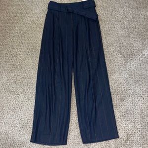 Vince Belted Flannel Wide Leg Pant in Coastal Blue size 0